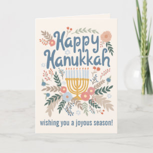 Hanukkah FLorals Hand-drawn Art CUSTOM Holiday Card