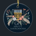 Hanukkah FLorals Hand-drawn Art CUSTOM PHOTO Ceramic Tree Decoration<br><div class="desc">Add your own photos and text! Click "personalise" to add your own photos and change the text on the front and back. You can also change colours and fonts, everything is customisable! Also available in my shop in different colours and style, as postcards, flat cards, and as digital download to...</div>