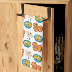 Hanukkah Food Cartoon Tote Bag Throw Pillow Apron  Tea Towel