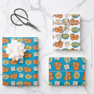 Hanukkah Food Cartoons Wrapping Paper Sheets
