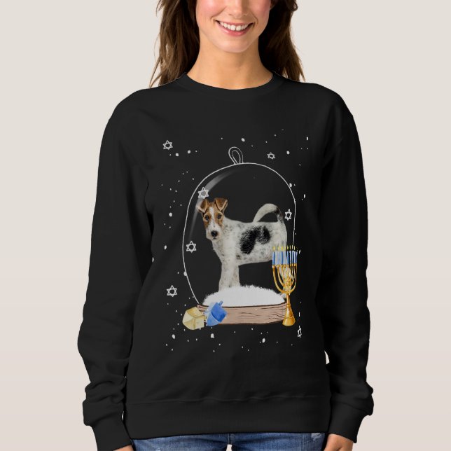 Hanukkah Fox Terrier Dog Snow Globe Pajama Sweatshirt (Front)