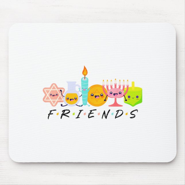 Hanukkah Friends Menorah Traditional Jewish Dreide Mouse Pad (Front)