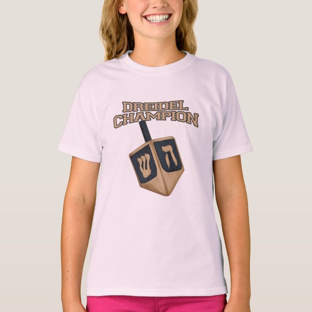 Hanukkah Fun Dreidel Champion Novelty T-Shirt (Front)