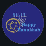 Hanukkah Gelt and Menorah Tees and GIfts Classic Round Sticker<br><div class="desc">Hanukkah Gelt and Menorah Tees and GIfts</div>