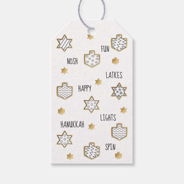 Hanukkah Gift Tags Black N Gold (Front)