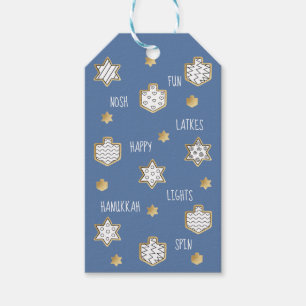 Hanukkah Gift Tags Black N Gold Pretty