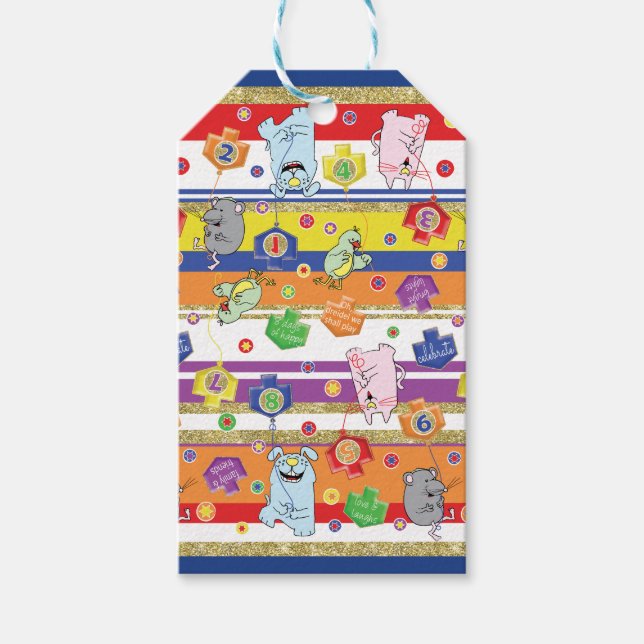Hanukkah Gift Tags Mouse and Friends (Front)