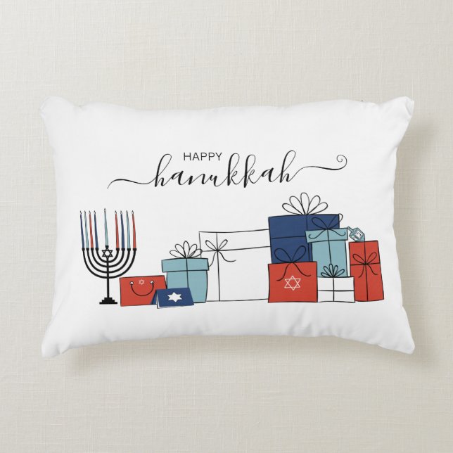Hanukkah Gifts & Menorah Holiday Accent Pillow (Front)