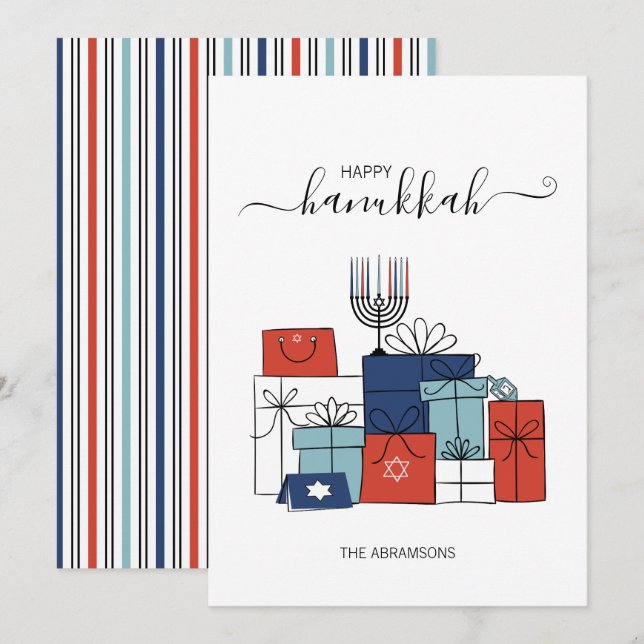 Hanukkah Gifts & Menorah Holiday Card (Front/Back)