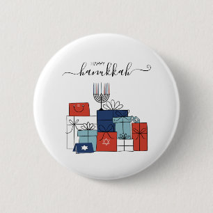Hanukkah Gifts & Menorah Holiday Pinback Button