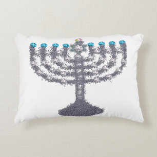 Hanukkah glam menorah hanukkiah decorative cushion