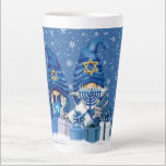 Hanukkah Gnomes Latte Mug<br><div class="desc">An Adorable Blue Snowflakes In Winter Hanukkah Gnome Latte Mug</div>