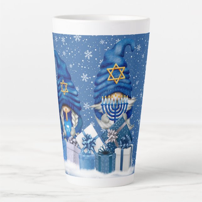 Hanukkah Gnomes Latte Mug (Front)