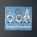 Hanukkah Gnomes Trio Tapestry<br><div class="desc">hanukkah gnomes trio tapestry with text Happy Hanukkah</div>