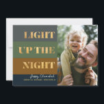 Hanukkah Gold Light Up Night Photo Holiday Card<br><div class="desc">Our Hanukkah / Chanukah Gold Light up The Night Holiday card is an elegant,  classy,  festive way to share your Hanukkah/ Chanukah wishes with friends,  family & clients this holiday season!  With space for you to personalise with your name and Photo.  Enquiries? message us or email bestdresssedbread@gmail.com. Happy Chanukah!!</div>