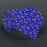 Hanukkah Gold Menorah Blue Tie<br><div class="desc">Celebrate Hanukkah in style with this men's necktie featuring a classic gold Menorah on a rich blue background. Perfect for adding a festive touch to your holiday attire. This tie blends tradition with a modern, sleek look. Whether you are attending a family gathering or a holiday party, this necktie is...</div>