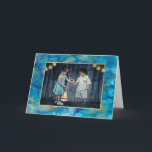 Hanukkah Greeting Card Blues & Golds<br><div class="desc">"Blues & Golds" Hanukkah Greeting Card with Envelope. To personalise this card simply delete text and add your own message. Choose your favourite font style, colour, and sizing. Delete photo and add your own. Photos can be edited (cropped, moved, resized, rotated, etc.) The gold rectangle design element can be edited...</div>