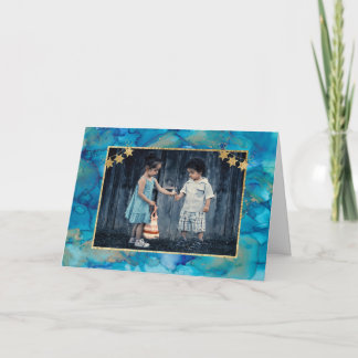 Hanukkah Greeting Card Blues & Golds