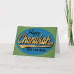 Hanukkah Greeting Card/Envelope "Retro Chanukah" Holiday Card<br><div class="desc">Hanukkah Greeting Card includes a white envelope. Retro "Happy Chanukah EST 139 BCE" Personalise by deleting, "Happy" and "EST 139 BCE" and replace with your own words. Choose your favourite font style, colour, size, and wording. Write on the blank inside page to express your best wishes for a wonderful Hanukkah!...</div>