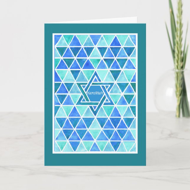 Hanukkah Greeting Card with Star of David Pattern (Front)