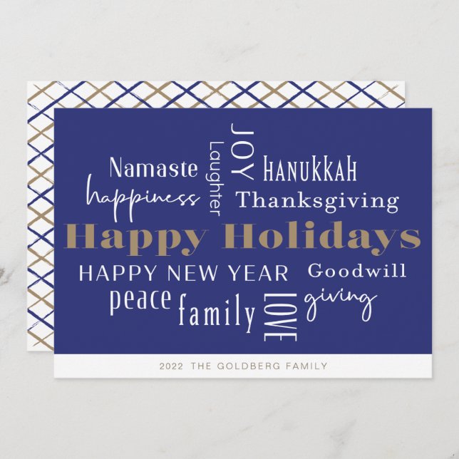 Hanukkah Greetings Holiday Blue (Front/Back)