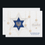 Hanukkah Greetings Holiday Card<br><div class="desc">An elegant Hanukkah greeting card with a Star of David and Menorah. (Image by pikisuperstar of Freepik.com). The card is easy to customise with your wording, font and font colour. Not exactly what you're looking for? All our products can be custom designed to meet your needs at no extra charge....</div>