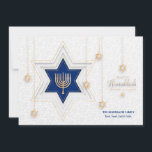 Hanukkah Greetings Holiday Card<br><div class="desc">An elegant Hanukkah greeting card with a Star of David and Menorah. (Image by pikisuperstar of Freepik.com). The card is easy to customise with your wording, font and font colour. Not exactly what you're looking for? All our products can be custom designed to meet your needs at no extra charge....</div>