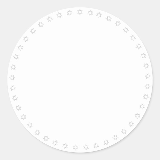 Hanukkah grey white Magen David border blank  Classic Round Sticker (Front)