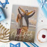 Hanukkah Hand Lettering Photo Holiday Card<br><div class="desc">Customise with your name,  year,  add more text and photos to the back. Original hand lettering by Becky Nimoy</div>