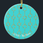 Hanukkah "Hanging Gold Charms" Circle Ornament<br><div class="desc">Hanukkah "Hanging Gold Dreidel and Star Charms" Circle Ornament. (2 sided) Personalise both sides by deleting text on the ornament and replacing with your own. Then using your favourite font colour, size, and style, type in your own words. Thanks for stopping and shopping by. Much appreciated! Happy Chanukah/Hanukkah! Bring a...</div>