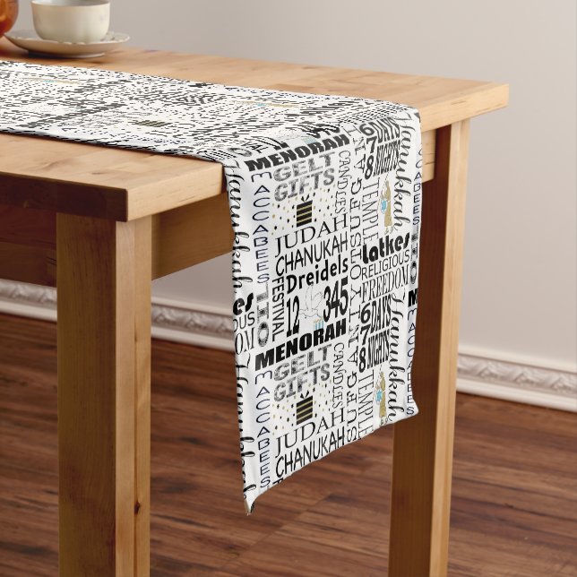 Hanukkah Happy Fun 14 x 72 Short Table Runner (In Situ)