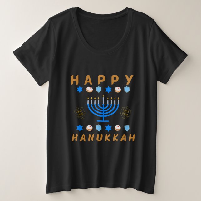 hanukkah  happy hanukkah menorah chanukah channuka plus size T-Shirt (Design Front)