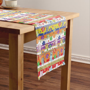 Hanukkah Happy with Cat and Friends 14 x 72 Short Table Runner