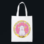 Hanukkah Happy with Pink Lambie Reusable Grocery Bag<br><div class="desc">Hanukkah Happy with Pink Lambie, white 2-sided bag. All design elements can be edited. All editable text can be deleted and replaced with your own message. Use your favourite font colour, size, and style. Happy Hanukkah/Chanukah! Style: Reusable Bag Go green and save the planet with our reusable grocery bag! Made...</div>