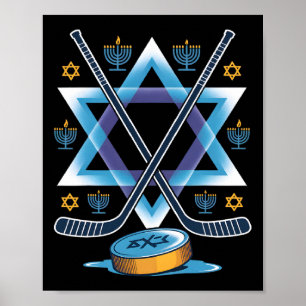 Hanukkah Hockey Menorah Star Holiday Sports Festiv Poster