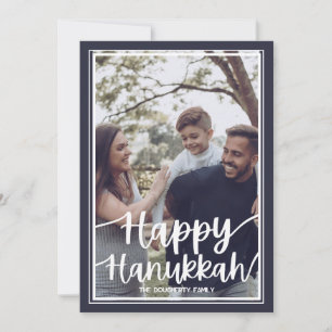 Hanukkah Holiday Card Template - Dark Blue