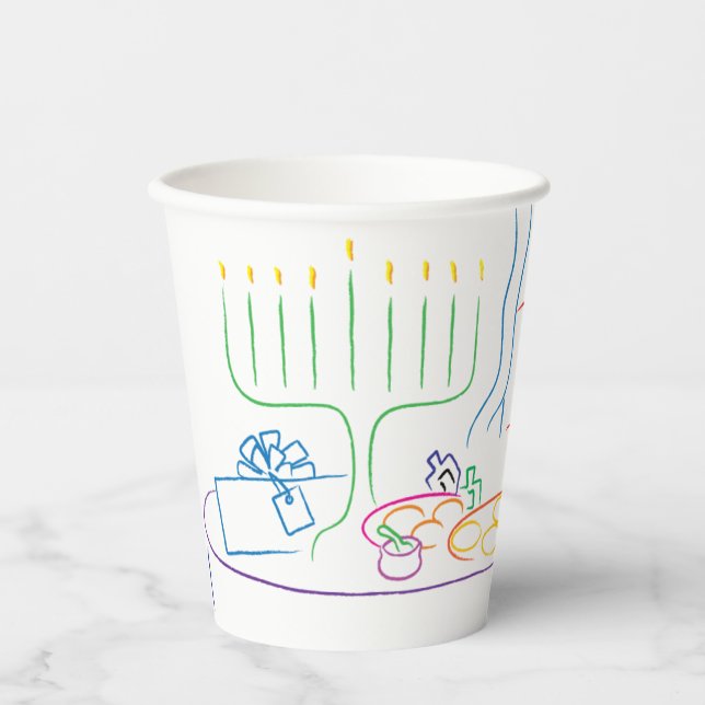 Hanukkah Holiday dinner 8 oz. Paper Cups (Front)