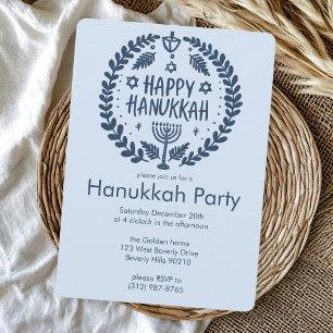 Hanukkah Holiday Party Cute Hand-Drawn Custom Invitation