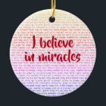 Hanukkah I Believe in Miracles Al Hanisim Decor Ceramic Tree Decoration<br><div class="desc">Show what the holiday is all about! Celebrate the miracles of Hanukkah with this fantastically colorful design! The prayer Al-Ha-Nisim which is recited during Hanukkah makes a bold statement. Hang it around your home or attach it to a Hanukkah gift.
Pssst- it's also a great gift idea!</div>