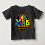 "Hanukkah Is Funukkah" Baby Fine Jersey T-Shirt<br><div class="desc">"Hanukkah Is Funukkah" Baby Fine Jersey T-Shirt. Personalise by deleting "says Jake" Then choose your favourite font style, size, colour and wording to fit the occasion! This design can be also be used for other clothing sizes, styles, and colours. Thanks for stoping and shopping by! Much appreciated! Happy Chanukah/Hanukkah! Style:...</div>