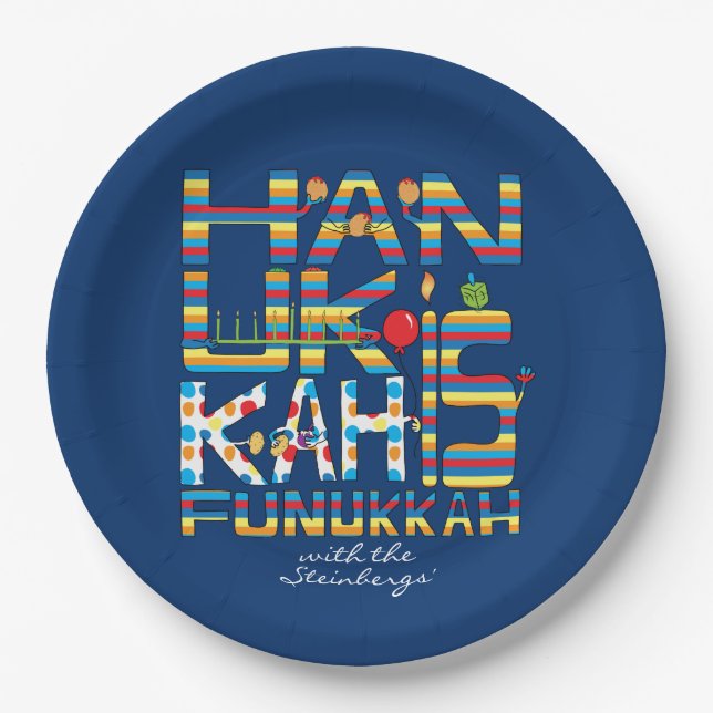 Hanukkah is Funukkah Happy Paper Plate (Front)
