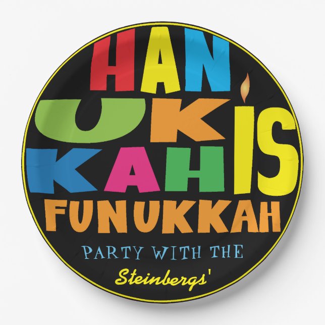 Hanukkah is Funukkah Paper Plate (Front)