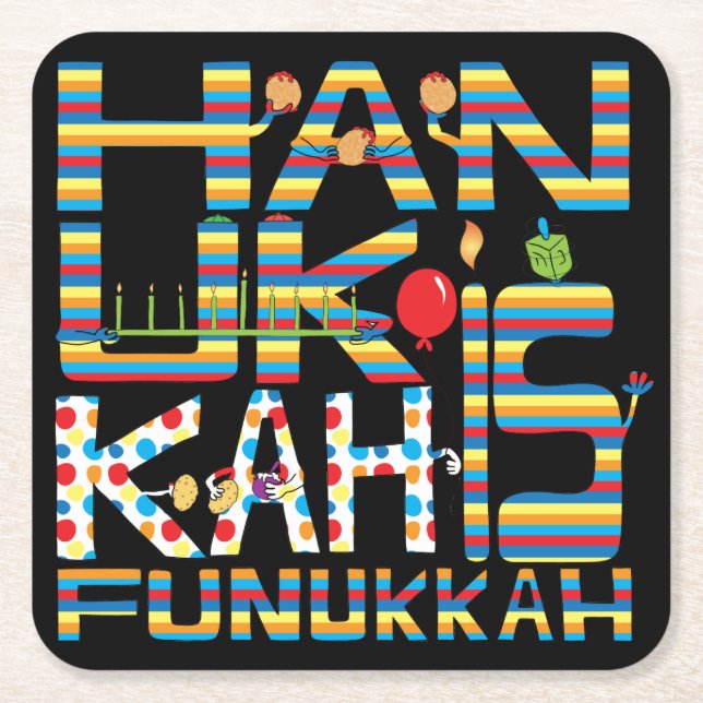 Hanukkah Is Funukkah Square Paper Coaster (Front)