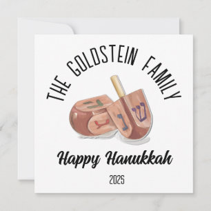 Hanukkah Jewish Chanuka Personalised Family Name Holiday Card