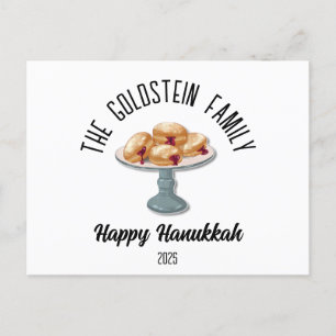 Hanukkah Jewish Chanuka Personalised Family Name Holiday Postcard