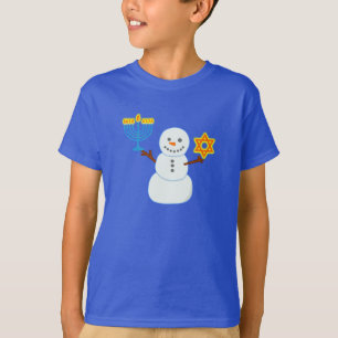 Hanukkah Jewish cute snowman Menorah Star of David T-Shirt