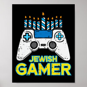 Hanukkah Jewish Gamer Chanukah Video Game Men Boys Poster