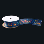 Hanukkah Jewish Holiday Hanukkiah Blue Decoration Satin Ribbon<br><div class="desc">Happy Hanukkah Party Jewish Holiday Festival of Lights. Winter Holiday Chanukkah Decoration with gold traditional Chanuka decorative symbols - Gold Hanukkiah menorah, candlestick with candles, wooden dreidels (spinning top), doughnuts (sweet doughnuts), star of David and glowing lights doodle cartoon blue pattern, cartoon style. Hanukkah Festival of lights Event Decoration. Jerusalem,...</div>