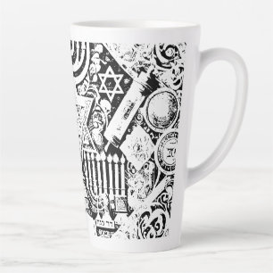 Hanukkah Jewish Menorah Hebrew Latte Mug