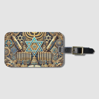 Hanukkah Jewish Menorah Hebrew Luggage Tag